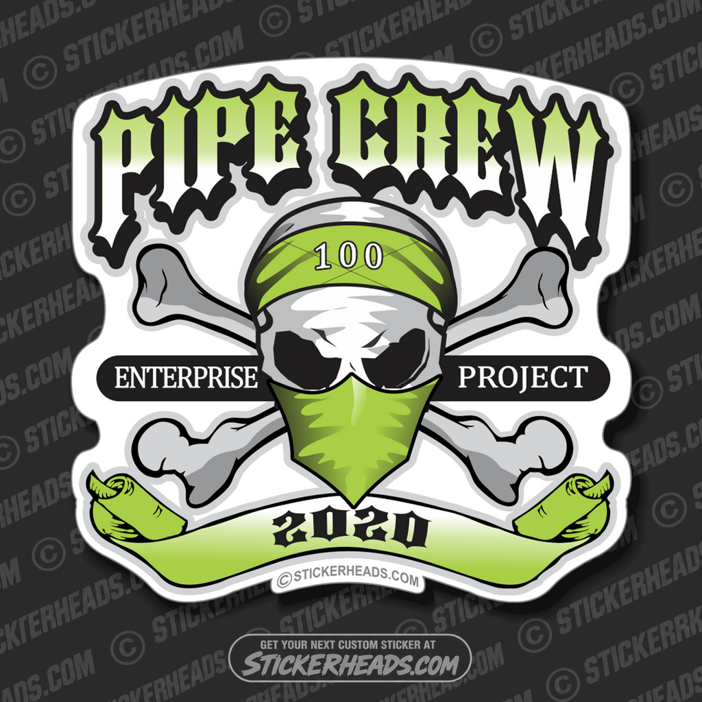 Pipe Crew Skull Crossed Bones - Pipeliner Pipeline - Sticker