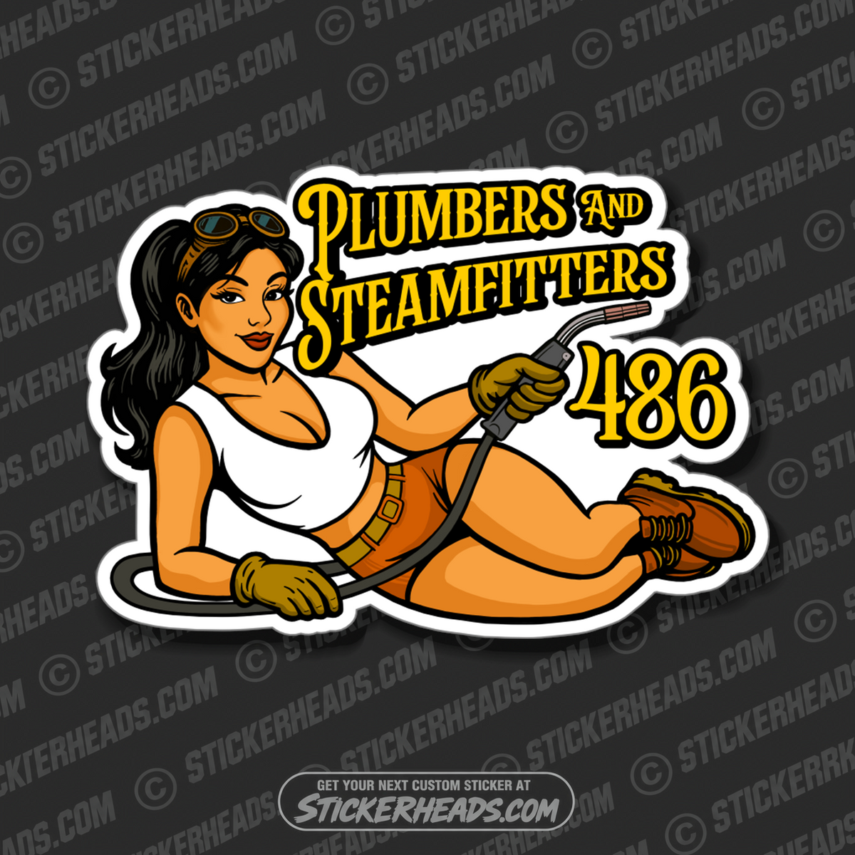 SEXY GIRL WITH STINGER - WELDER Plumbers Steamfitter Steamfitters Sticker