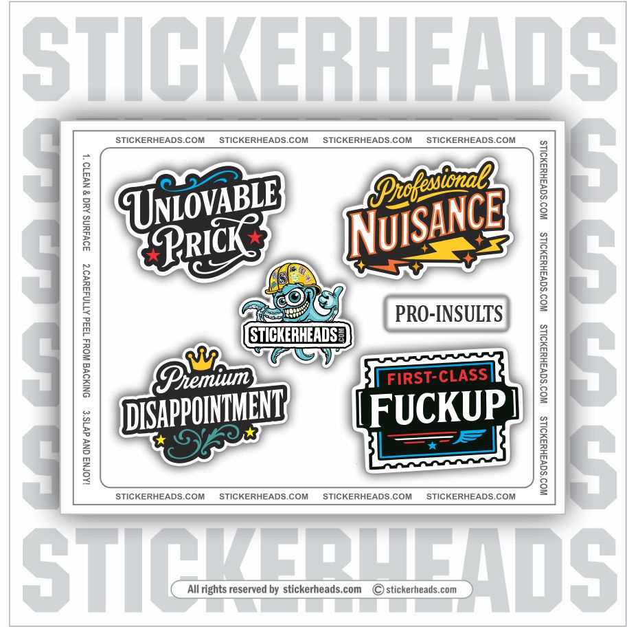 PROFESSIONAL INSULTS  - WORK MISC Funny Sticker Pack