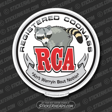 Registered Coon Ass coonass RCA - Funny Sticker