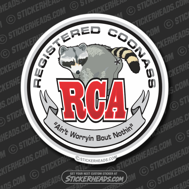 Registered Coon Ass coonass RCA - Funny Sticker