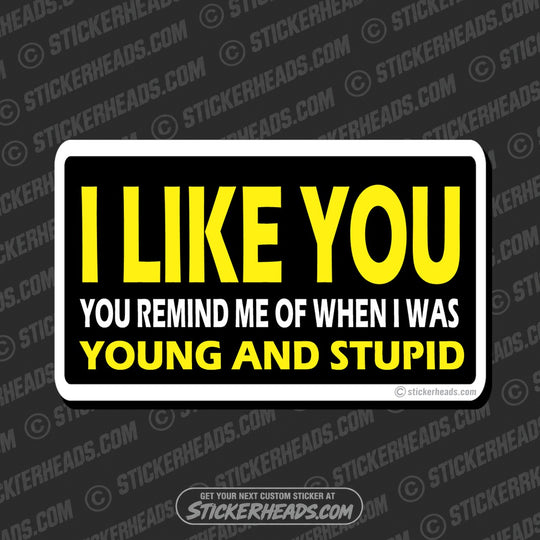 Remind me of when young and stupid   - Attitude Sticker