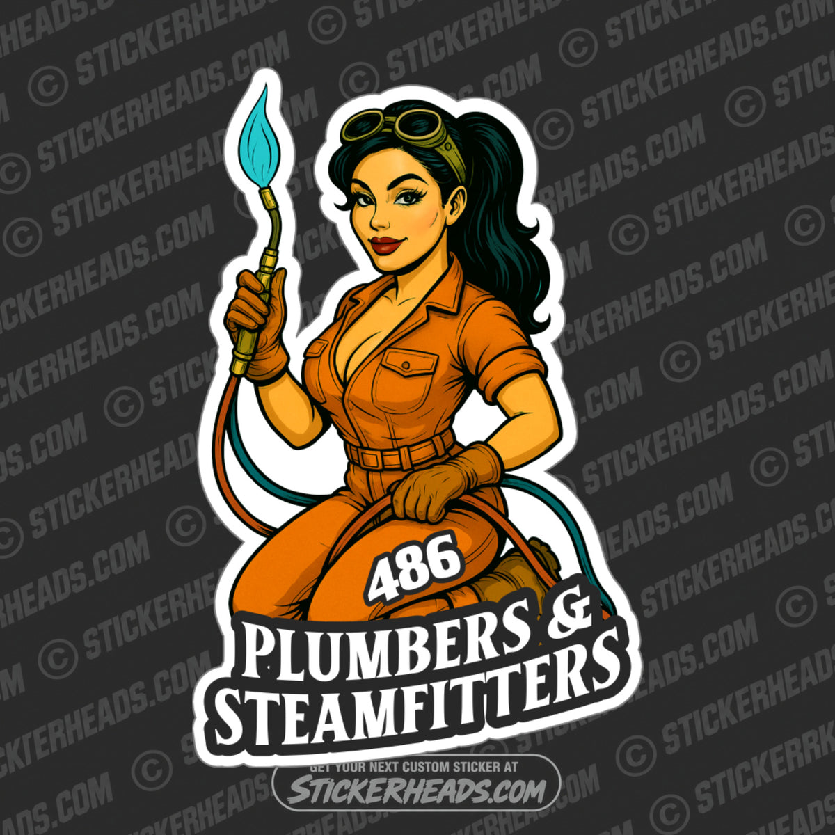 SEXY GIRL WITH TORCH - WELDER Plumbers Steamfitter Steamfitters Sticker