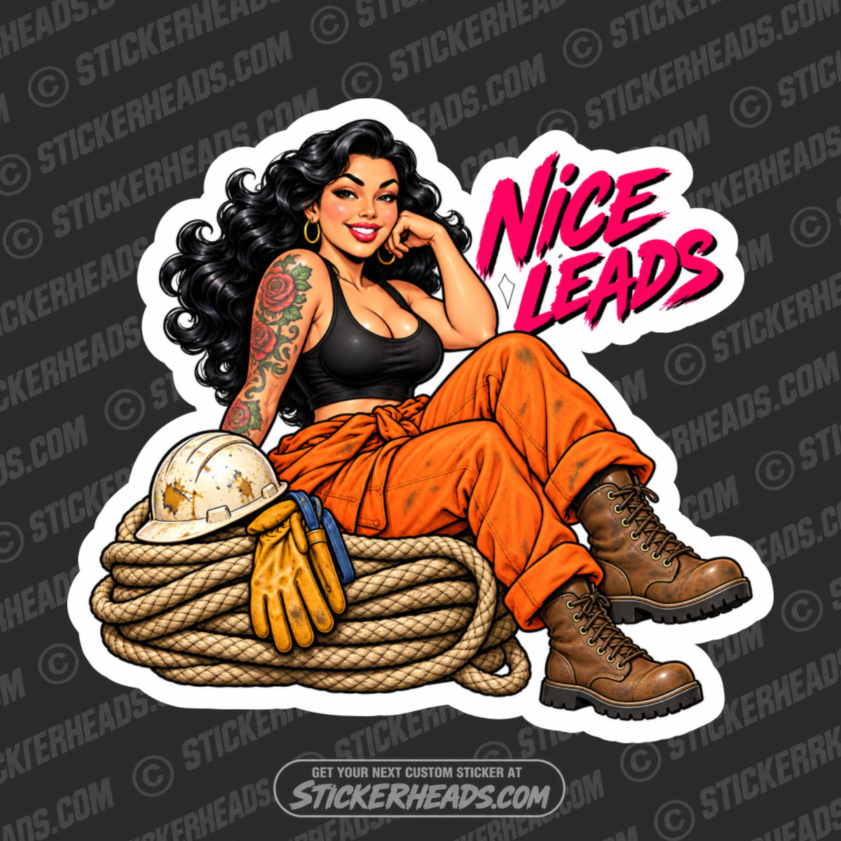 NICE LEADS - SEXY GIRL -  LINEMAN LINEMEN Sticker