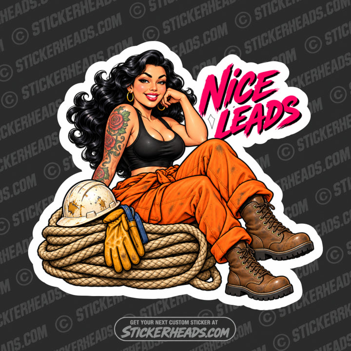 NICE LEADS - SEXY GIRL -  LINEMAN LINEMEN Sticker