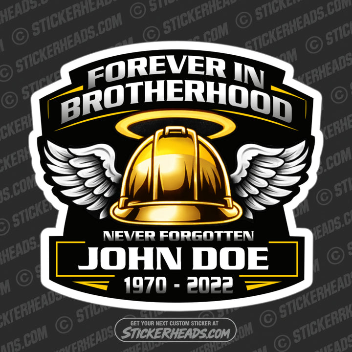 In Memory Of - WINGED GOLDEN HARD HAT  -  Sticker