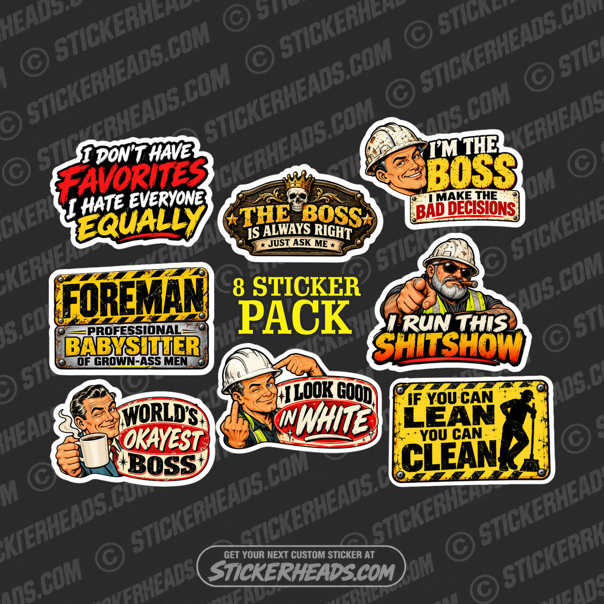 BOSS 8 STICKER PACK   - WORK MISC Funny Sticker Pack