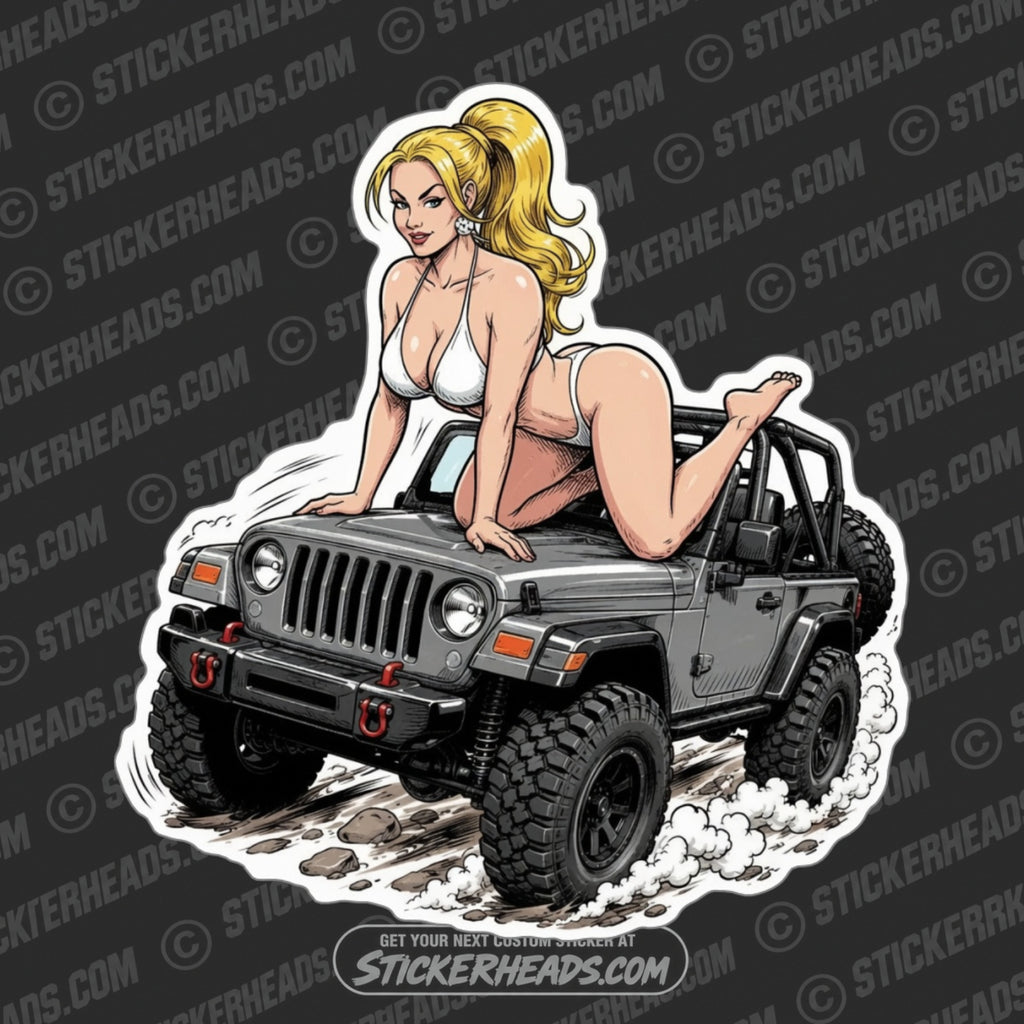 BLONDIE JEEP RIDES -  4x4 Auto Truck Sticker