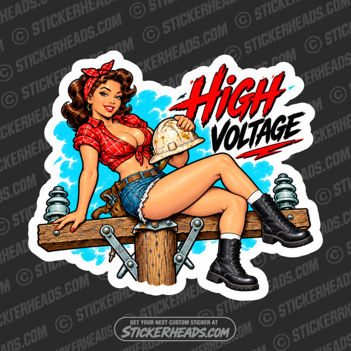 HIGH VOLTAGE - SEXY GIRL -  LINEMAN LINEMEN Sticker