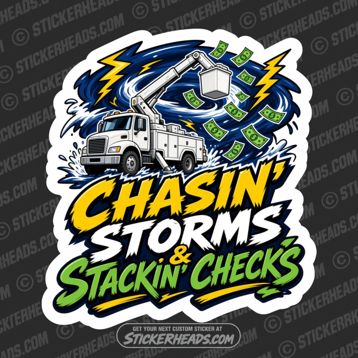 CHASIN STORMS STACKIN CHECKS -  LINEMAN LINEMEN Sticker