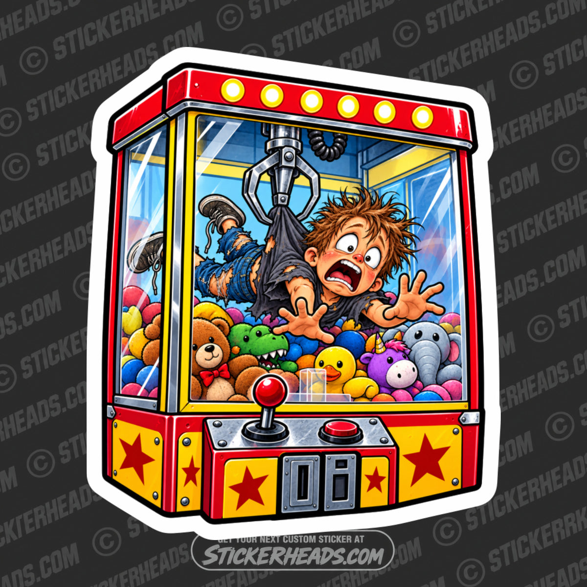 CHILD CLAW MACHINE - Funny Work Sticker