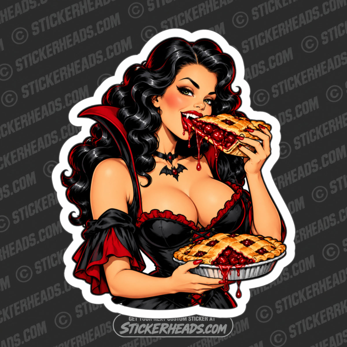 VAMPRESS EATING HER OWN CHERRY PIE  -  SEXY  GIRL HALLOWEEN