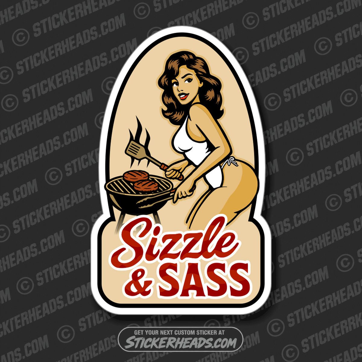 SIZZLE & SASS - GIRL  - BBQ Smoker Pitmaster Funny Sticker