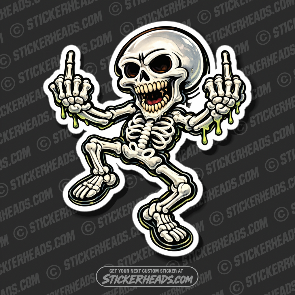 DANCING FLIP OFF SKELLY - SKELETON - union Funny Sticker