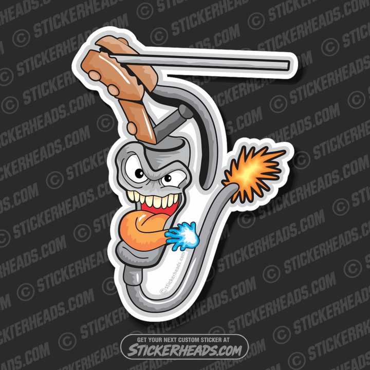 Stick Weld Welder cartoon toon face - welding weld sticker