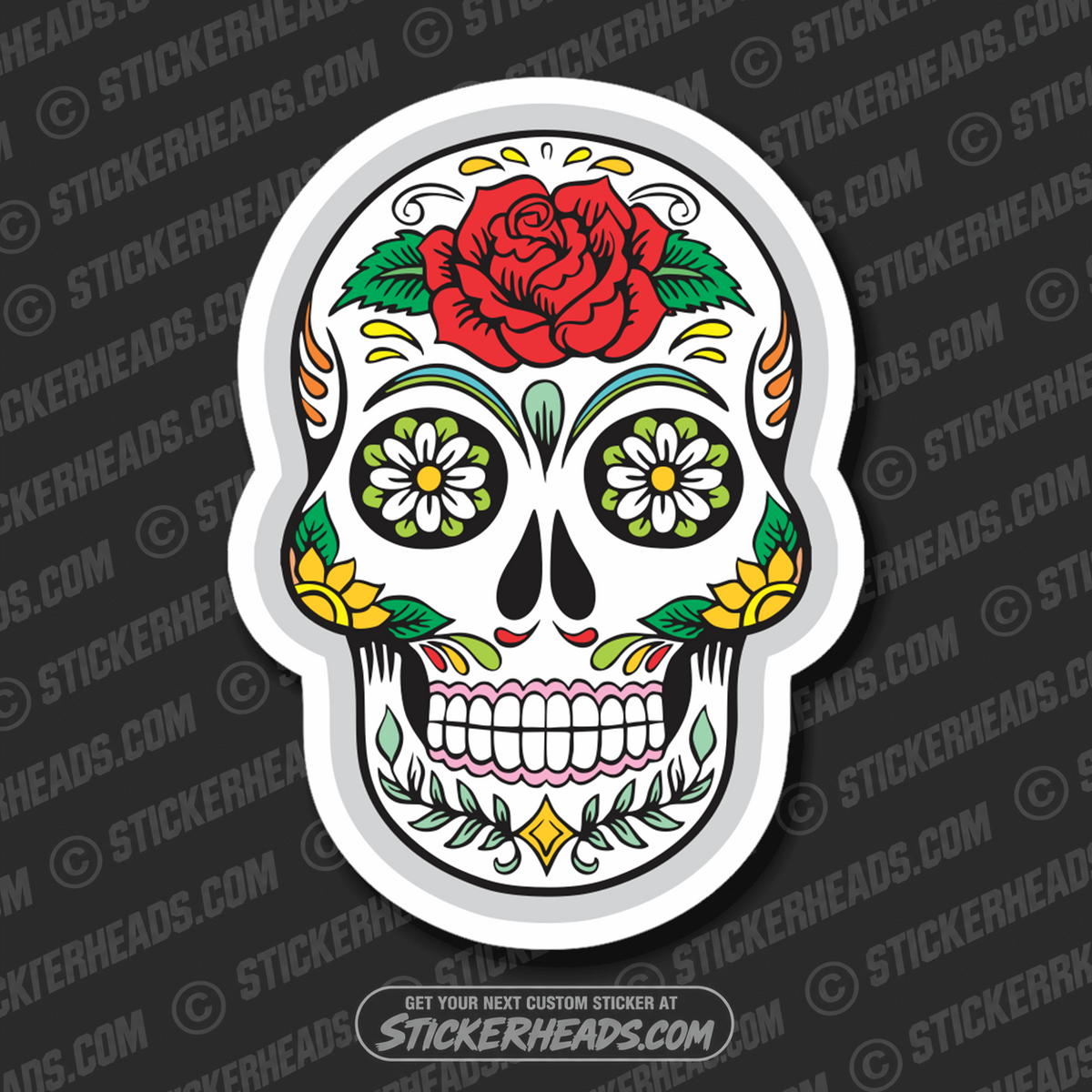 Sugar Skull- floral -Funny Sticker