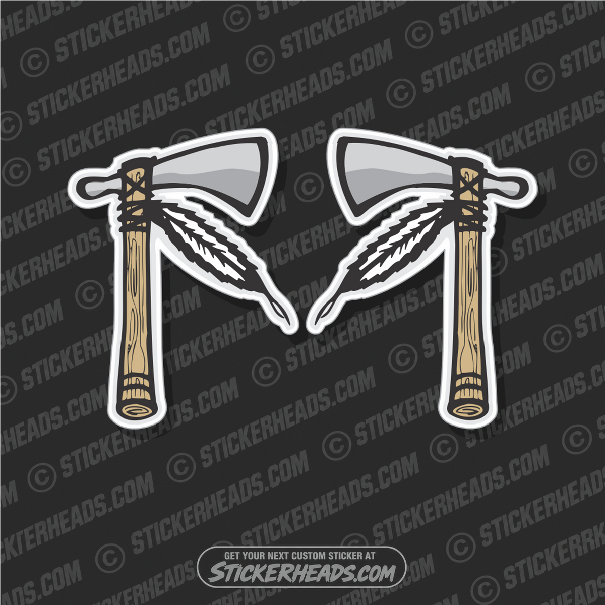 Tomahawks ( 2 Stickers Left and Right )    - Native Indian American Sticker