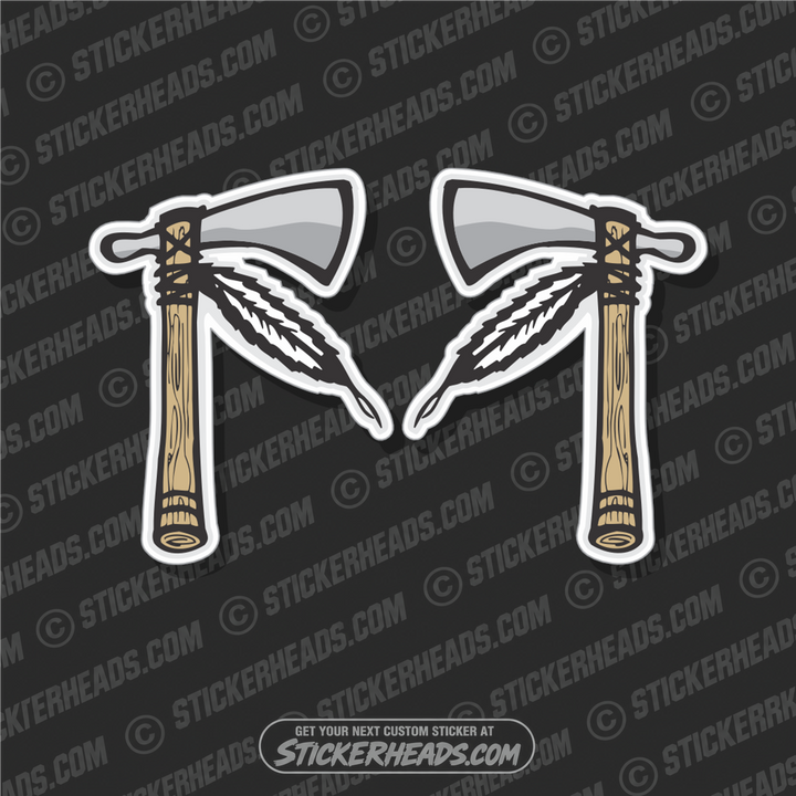 Tomahawks ( 2 Stickers Left and Right )    - Native Indian American Sticker