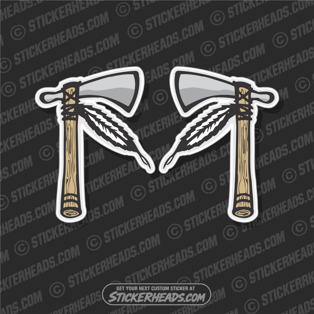 Tomahawks ( 2 Stickers Left and Right )    - Native Indian American Sticker