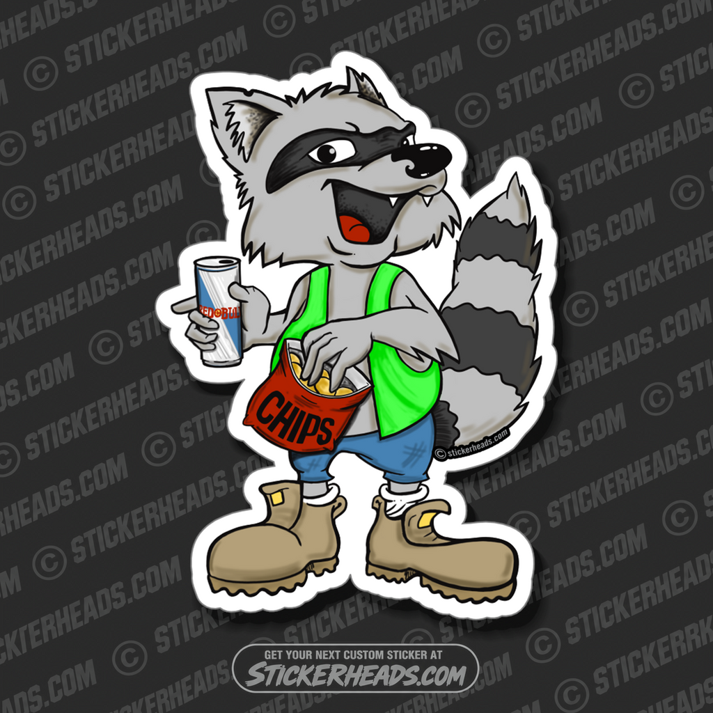 Eating Trash Panda Racoon - Work Job Funny Sticker