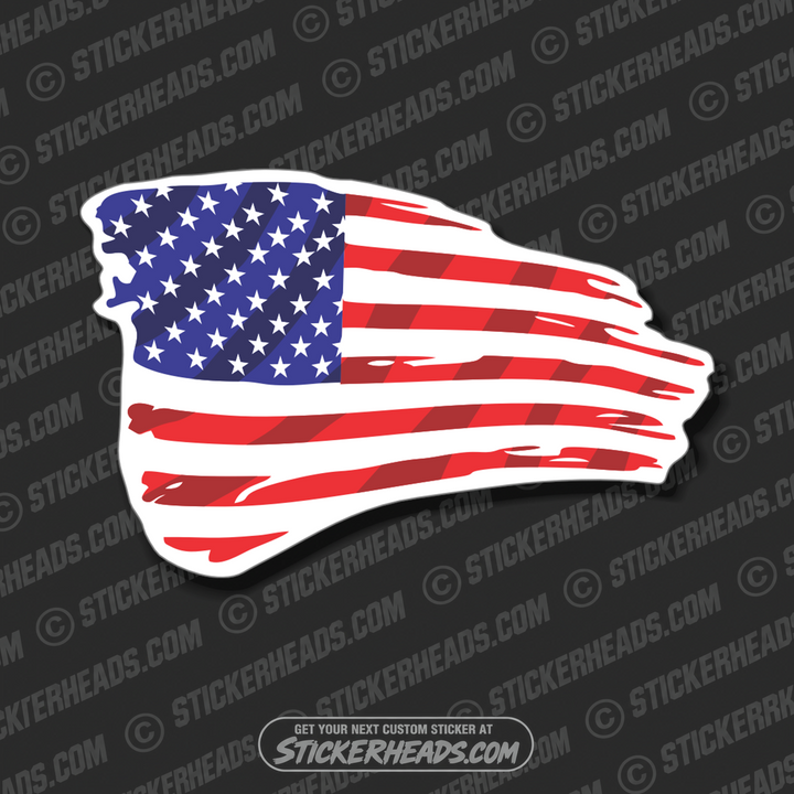 Distressed Flying American Flag  - USA Flag Sticker