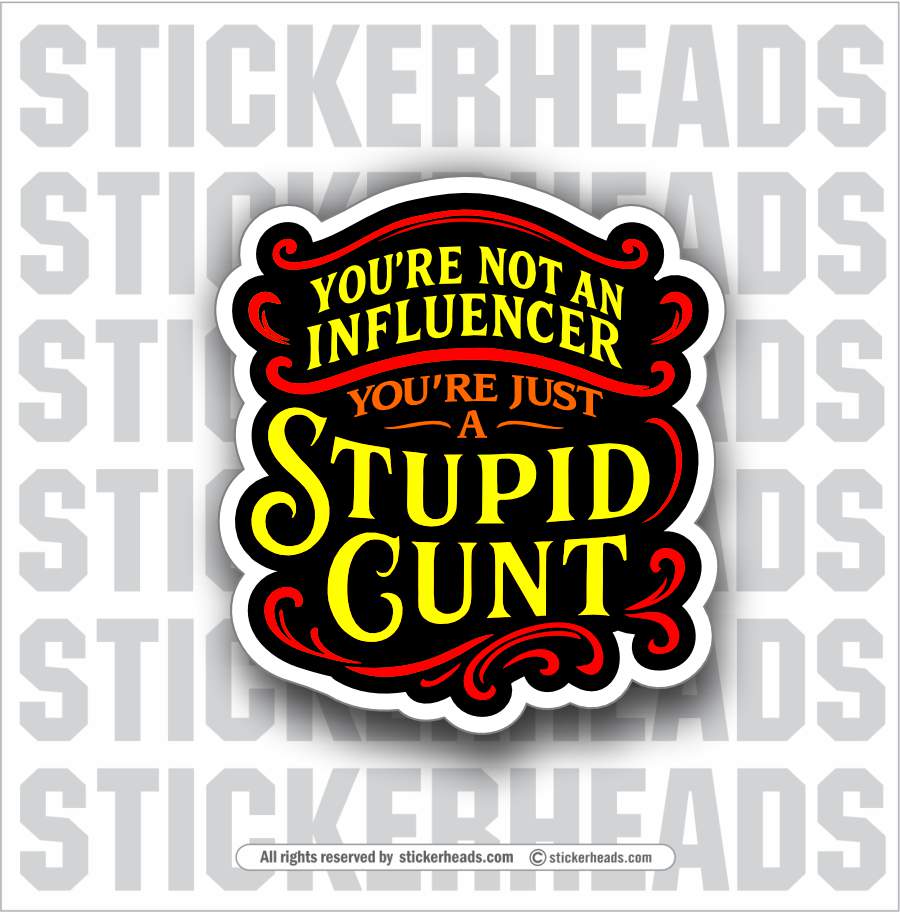 YOU'RE NOT AN IN FLUENCER YOU'RE A STUPID CUNT -  Funny Sticker