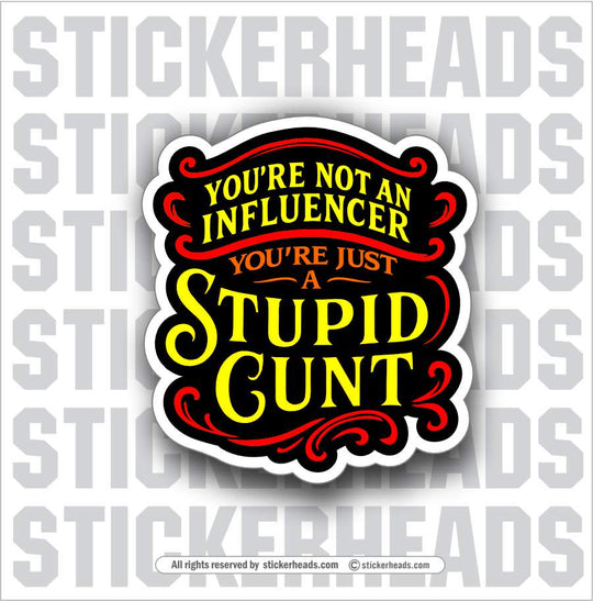YOU'RE NOT AN IN FLUENCER YOU'RE A STUPID CUNT -  Funny Sticker