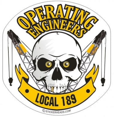 Operating Engineers Skull Lattice Banner - Skull - Heavy Equipment - Crane Operator Sticker