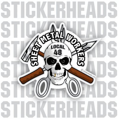Sheet Metal Workers - Custom text -Skull Sticker