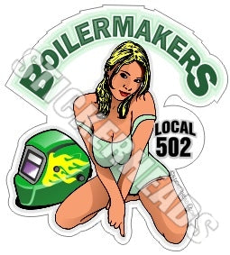 Girl In Green welder helmet ( Your Local )  - sexy - boilermakers  boilermaker  Sticker