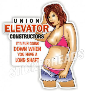 Fun Going Down Long Shaft - Sexy Chick #1 - Elevator Constructors Operators Stickers