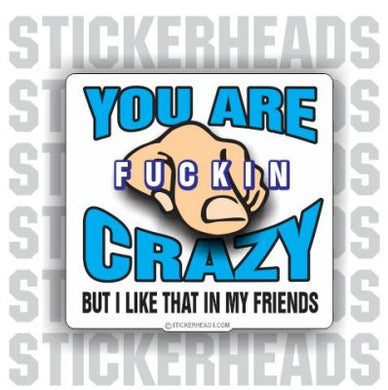 You Are Fucking Crazy But I like That in my Friends  - Funny Sticker