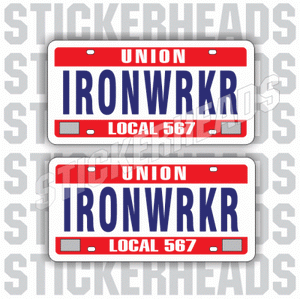 License Plate - Custom Text - Ironworker Ironworkers Iron Worker Sticker