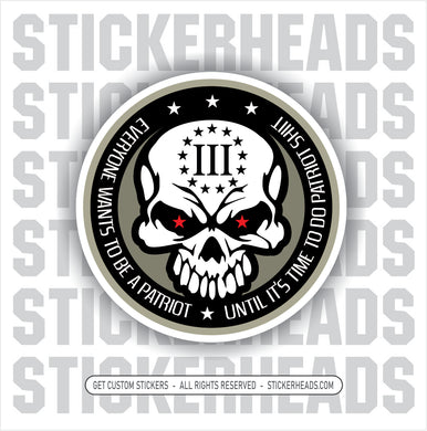 3% PERCENT CLUB PATRIOT SKULL Skull -  Pro Gun Sticker