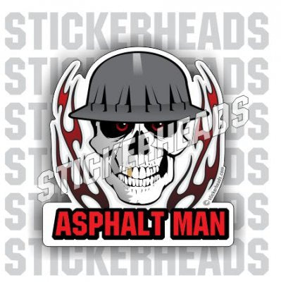 Asphalt Man -  Skull with Flames - Asphalt Pavement Road Construction  - Sticker