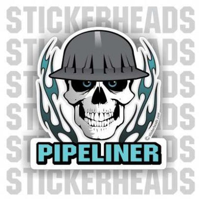 Skull With Flames  - Pipe Line Pipeliner  -  Sticker