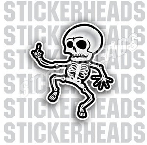 Dancing Skeleton Skelly Flip Off  - Funny Sticker