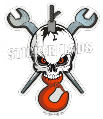 Iron Skull Hook with crossed Spud Wrenches - Ironworker Ironworkers Iron Worker Sticker