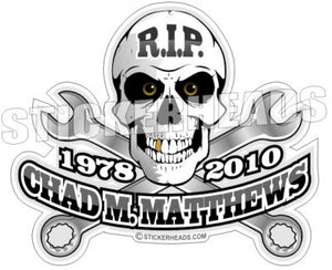 Skull & Wrenches RIP -  In Memory Of Sticker