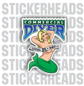 Sexy Mermaid Chick - Custom text - Commercial Diver Sticker