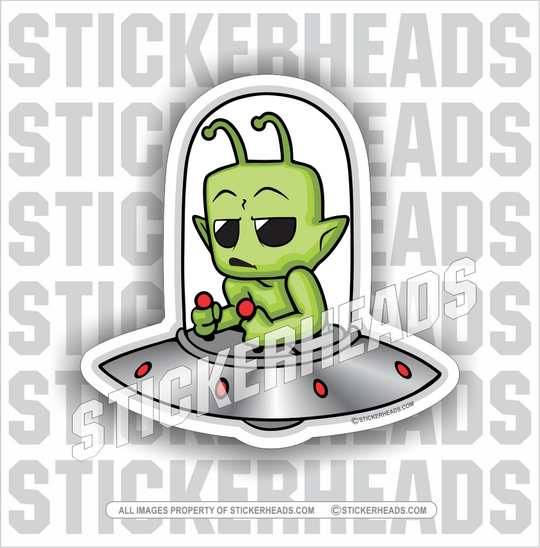Alien in Space Ship  - Funny Sticker