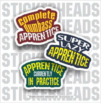 APPRENTICE Insult Saying  - UNION MISC WORK - Incentive Funny 3 Sticker Pack