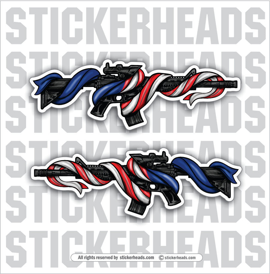 AR15 Wrapped in USA Flag  - 2nd Amendment  - Pro Gun Sticker