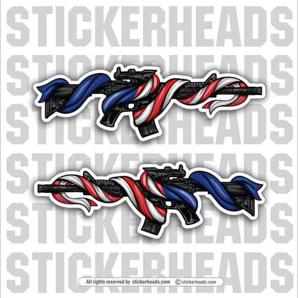 AR15 Wrapped in USA Flag  - 2nd Amendment  - Pro Gun Sticker