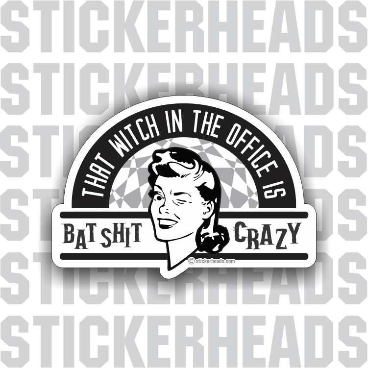 That Witch In The Office Is BAT SHIT CRAZY - retro style - Work Job - Sticker