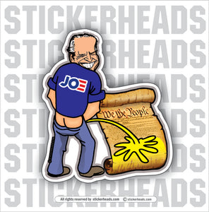 Biden Pee Piss On Constitution - Anti Biden  Political Funny Sticker