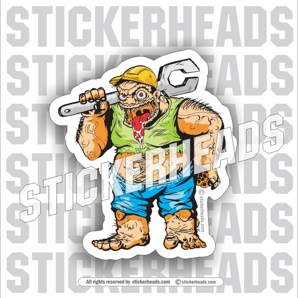 Big Nasty ED & His Wrench  - Cartoon Guy - Misc Union Sticker