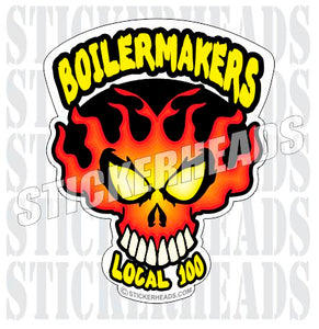 Flame Skull - your local -  boilermakers  boilermaker  Sticker