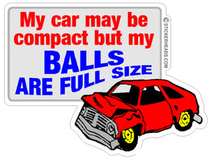Compact Car Full Size Balls  - Demo Demolition Derby Sticker