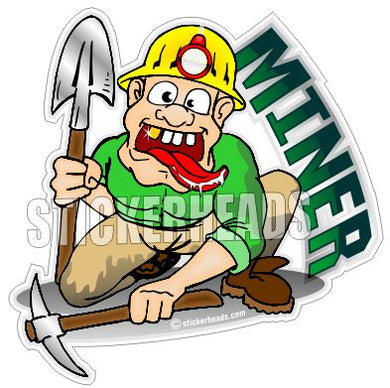 Coal Miner Cartoon Guy  - Coal Miners Mining Sticker